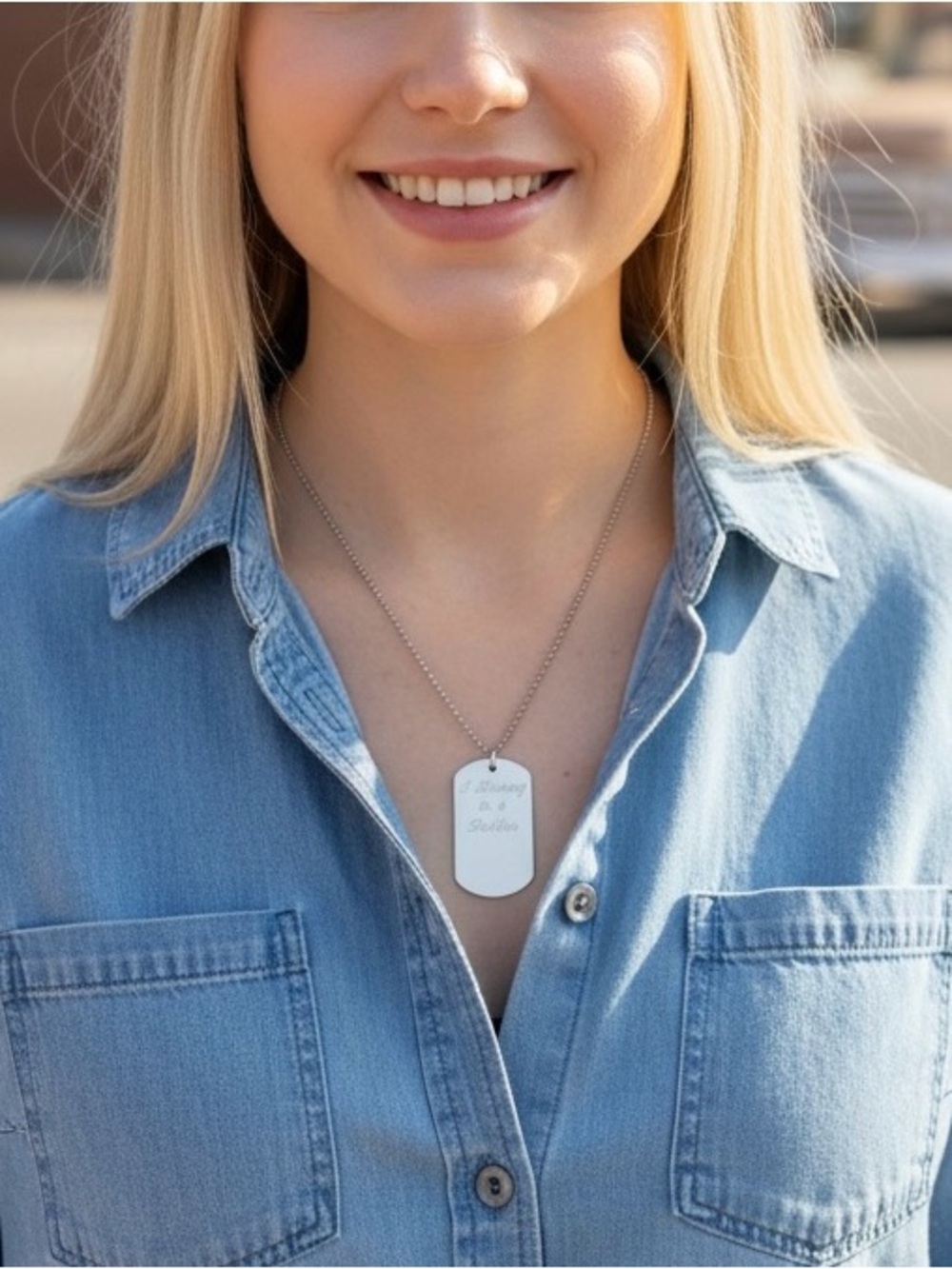 "I Belong to a Soldier" Engraved Dog Tag Necklace | MilSpouse | Family |11" Drop